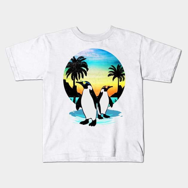 Penguin summer vibes Kids T-Shirt by clingcling